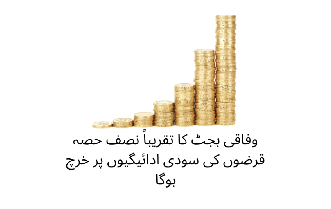 وفاقی بجٹ کا تقریباً نصف حصہ قرضوں کی سودی ادائیگیوں پر خرچ ہوگا وفاقی بجٹ کا تقریباً نصف حصہ قرضوں کی سودی ادائیگیوں پر خرچ ہوگا